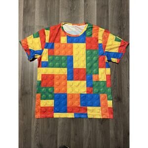 Lego Blocks All Over Print Multi Color Sz 2XL T Shirt Fast Shipping Soft Mat.